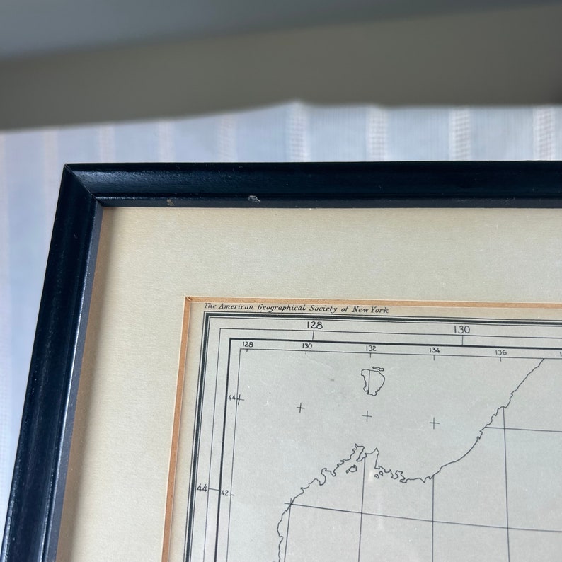 1934 Framed Map of Japan, physiographic Diagram of Japan Lithograph by