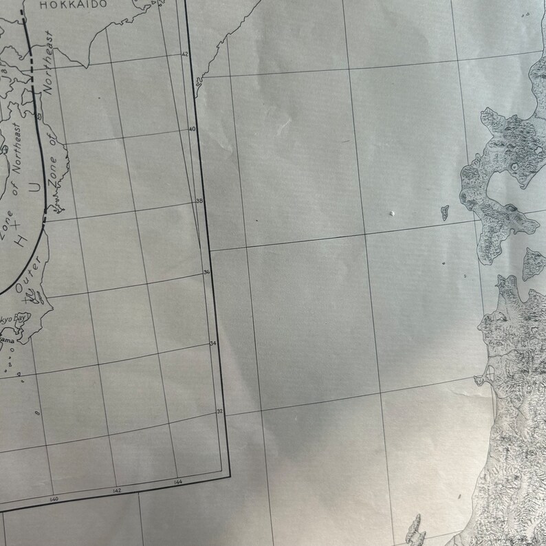 1934 Framed Map of Japan, physiographic Diagram of Japan Lithograph by
