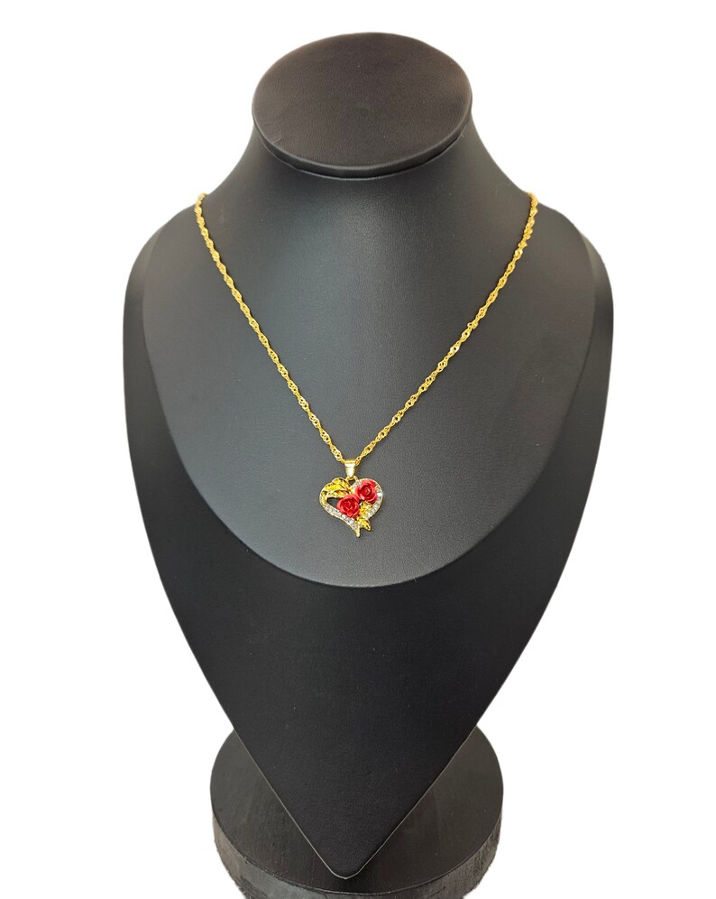 Red Rose Jewelry Set Etsy