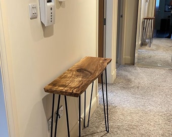 Made to Order - Hallway table with hairpin legs - Spalted Beech - Epoxy - Metal Legs - Modern Rustic Farmhouse - Timeless - Minimalist