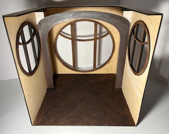 1:12 Cabin Round Window Dollhouse Room box KIT