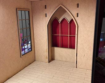 1:12 Scale Dollhouse Room Box Kit – Laser Cut MDF DIY Church Witches Den Study