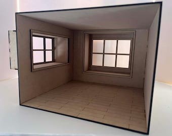 1:12 Puppenhaus Roombox mit Fensterbank KIT