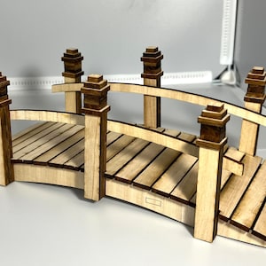 1:12 Garden Pond Bridge Unfinished DIY Kit Basswood