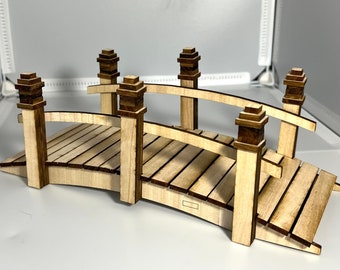1:12 Garden Pond Bridge Unfinished DIY Kit Basswood