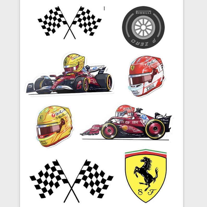 Ferrari F1 Cake Toppers: Edible Wafer or Fondant Sheet (PRE CUT) bild 3