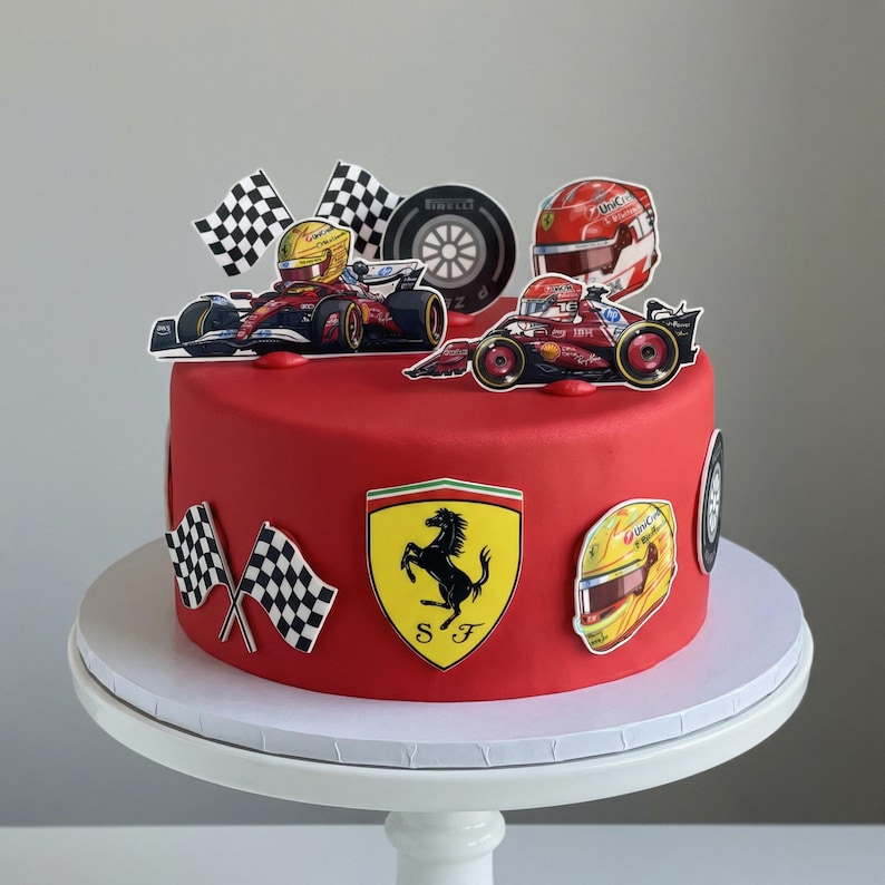 Ferrari F1 Cake Toppers: Edible Wafer or Fondant Sheet (PRE CUT) bild 2