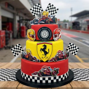 Ferrari F1 Cake Toppers: Edible Wafer or Fondant Sheet (PRE CUT) bild 1