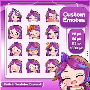 Custom YCH Emotes | Animated Emotes | Personalized Twitch | YCH | Vtuber Emotes Commision | Twitch Emotes | Chibi Style