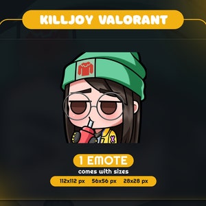 DRINKING Killjoy Valorant Emote | Vtuber | Valorant | EmoteTactics | Cute | Lovely | Girl | Green | Twitch Emote | Streamer | Discord Emoji