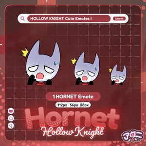Gesto animado de Hornet: Insignia de Twitch/Discord de Hollow Knight "Sorprendido" (Descarga digital)