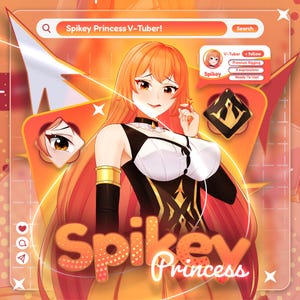 Spikey Princess VTuber Model: premade anime-avatar, volledig gemonteerd