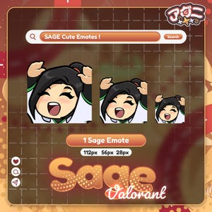 SAGE HAPPY Valorant Emote,Vtuber,Valorant,EmoteTactics,Cute,Lovely,Girl,Blue,Twitch Emote,Girly,Beautiful,Streamer,Discord Emoji