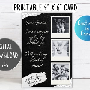 Significaria muito para mim se você estivesse ao meu lado como minha madrinha de honra - Download instantâneo de cartões 4x6, edite no Canva, casamento, madrinha de casamento
