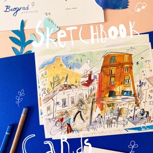 Cartes postales de voyage à Belgrade | Lot de 3 ou 6 cartes | Collection d'impressions de carnets de croquis au format A5