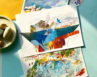 Cartes postales de la collection Antalya | Pack de 3 cartes | Collection de tirages de carnets de croquis format A5