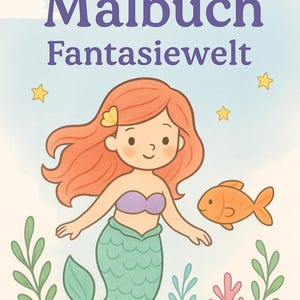 Coloring book for children – Fantasy world with unicorns, wizards & mermaids | 24 coloring pages | PDF to print