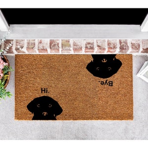 Hi Bye Dog Doormat | Housewarming Gift | Welcome Door Mat | Personalized Custom Doormat | New Home Gift | Wedding Gift | Personalized Gift