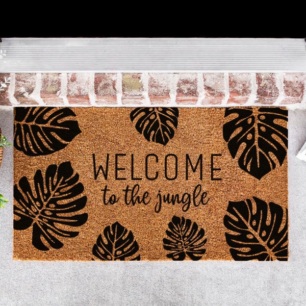 Bienvenido Jungle Doormat / Regalo de bienvenida / Alfombra de puerta de bienvenida / Felpudo personalizado personalizado / Regalo de nuevo hogar / Regalo de boda / Regalo personalizado