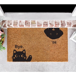 Hi Dog Bye Cat Doormat |Housewarming Gift |Welcome Door Mat | Personalized Custom Doormat | New Home Gift | Wedding Gift | Personalized Gift