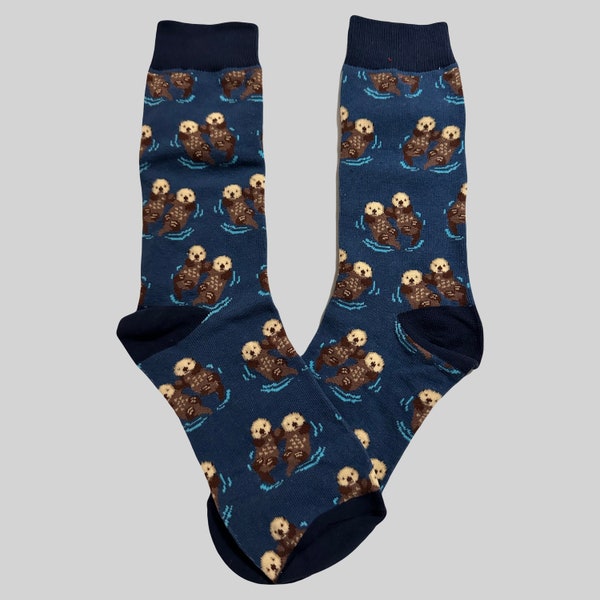 OTTER Printed Socks, Novelty, Stocking Filler, Funny Socks, Present, Gift, Animal, Holding Hands, Water, Otters, Pet, Cute, , Christmas