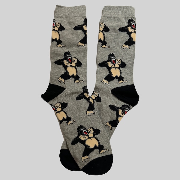 GORILLA Printed Socks, Novelty, Stocking Filler, Funny Socks, Present, Gift, Animal, Monkey, Orangutan, Christmas,