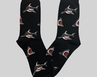 SHARK Printed Socks, Novelty, Stocking Filler, Funny Socks, Present, Gift, Animal, Water, Fins, Scary, Sea, Pet, Cute, , Christmas