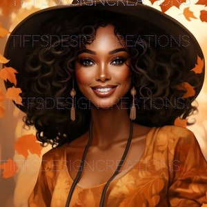 Bella donna nera autunno Download digitale Png Svg Clipart alla moda Design artistico da parete a sublimazione stampabile alla moda