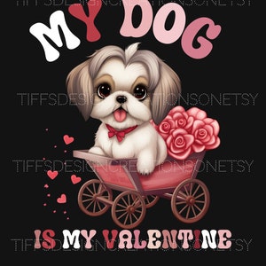 私の犬は私のバレンタイン 面白い犬のPNG ペット愛好家Tシャツ デジタルダウンロード 昇華デザイン 透明な背景 レトロファーママ クリカットファイル
