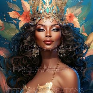 Bella dea nera caduta Download digitale Png Svg Clipart alla moda Stampabile alla moda sublimazione Wall Art Design Sfondo blu