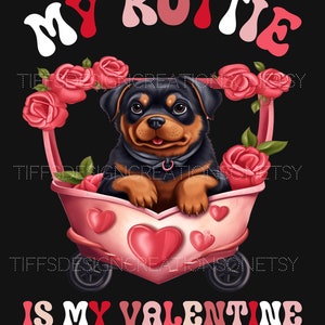 私のロットワイラーは私のバレンタイン 面白い犬 PNG ペット愛好家 Tシャツ デジタルダウンロード 昇華デザイン 透明な背景 レトロ ファーママ クリカット