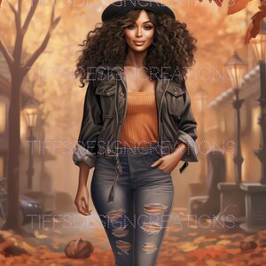 Bella donna nera autunno Download digitale Png Svg Clipart alla moda Design artistico da parete a sublimazione stampabile alla moda