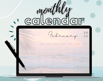 Digital kalender 2023, nyårsplanerare, månadsplanerare, minimalistisk kalender