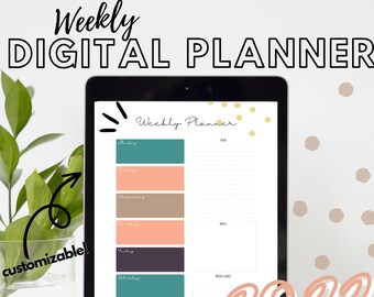 Digital veckoplanerare 2023, minimalistisk planerare, dagsplanerare, THAT GIRL-planerare, digital planerare