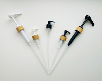 28mm Neck Replacement Pump Dispensers, Bamboo Pump Dispensers, Black Pump Dispensers, 28/410 screw pump