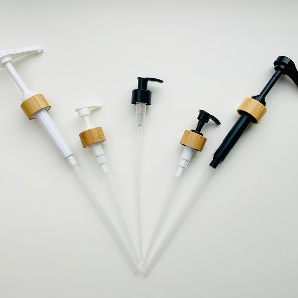 28mm Neck Replacement Pump Dispensers, Bamboo Pump Dispensers, Black Pump Dispensers, 28/410 screw pump