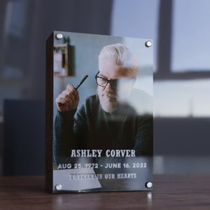 Personalized Modern Urn with Photo, Wooden Portrait Urn for Cremation