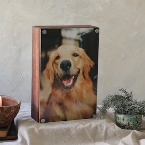 Pet Ashes Keepsake Frame Urn, Personalized Dog Urn with Photo Print