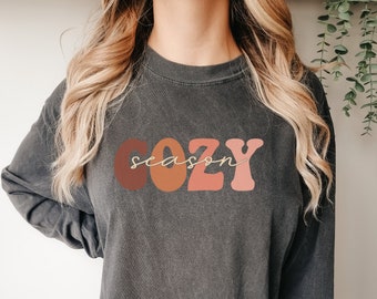 Cozy season Long Sleeve T-Shirt, cozy season shirt, Fall shirt, Fall comfort colors shirt, Fall long sleeve shirt, cozy season tee