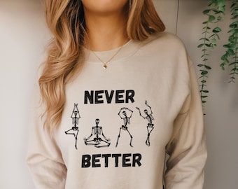 yoga halloween Sweatshirt, yoga sweatshirt, halloween yoga sweatshirt, yoga skeletons sweatshirt, dancing skeletons sweatshirt