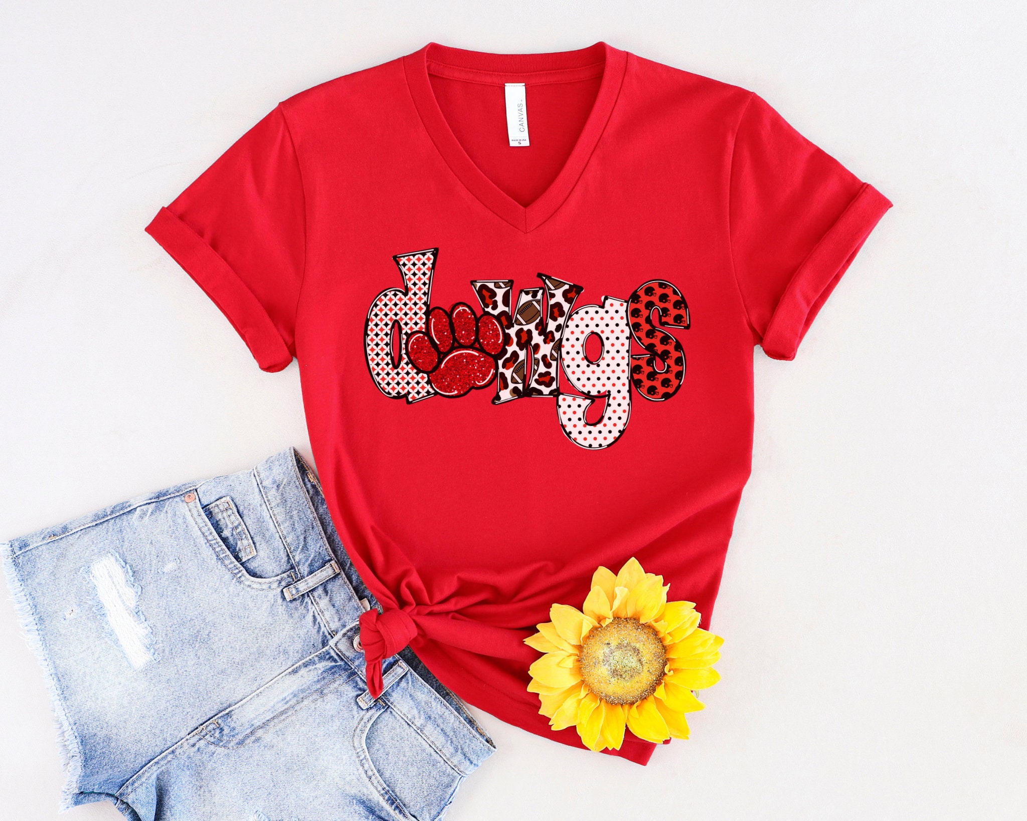 Dawgs Short Sleeve V-Neck Tee, Georgia V-Neck Tee, Georgia shirt, UGA shirt, Georgia Bulldogs shirt, UGA clothing, Georgia Tee, Dawgs shirt