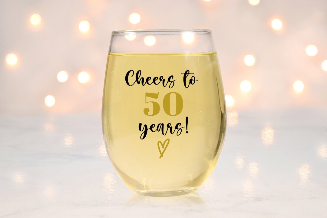 50th Stemless Wine Glass, 50th Birthday Wine Glass, 50th Birthday Gift
