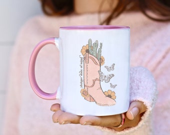 Taza occidental, taza de chica de campo, taza de vaquera, taza de bota de vaquero, estado mental yeehaw, taza de vaquera, regalos occidentales