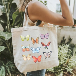 bolsa borboletas, presente amante da natureza, bolsa borboleta, colagem de borboletas, bolsa natureza, bolsa estética natureza, presentes borboleta