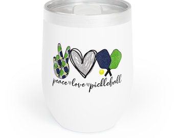 Pickleball Wine Tumbler, Pickleball tumbler, Pickleball mug, Pickleball wine glass, pickleball gift, peace love pickleball, play pickleball