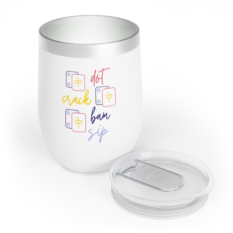 Mah jong tumbler, Mah jong gift, Mah jongg gifts, Mah jong wine glass, mahjongg wine glass, Chill Wine Tumbler image 3