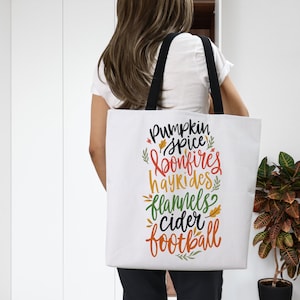 Fall Tote Bag, Autumn tote bag, Fall season tote bag, Autumn tote, Fall favorites tote bag, Fall sayings tote bag, seasonal tote bag