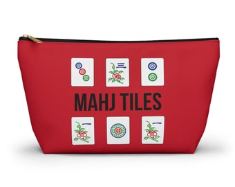 Bolsa de mahjong, bolsa para fichas de mahjong, bolsa para fichas de mahjong, bolsa para accesorios con base en T, portador de fichas de mahjong, regalos de mahjong, bolsa roja de mahjong