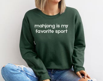 Mahjong es mi deporte favorito Sudadera unisex de cuello redondo, perfecta para noches de juegos, sudadera de mahjong, regalo de mahjong, regalo de mahj, mahjongg