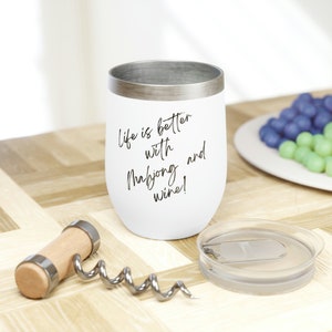 Mahjong Chill Wine Tumbler, vaso de mahjong, regalo de mahjong, copa de mahjong, taza de mahjong, vaso de mahjong, regalos de mahjong imagen 2